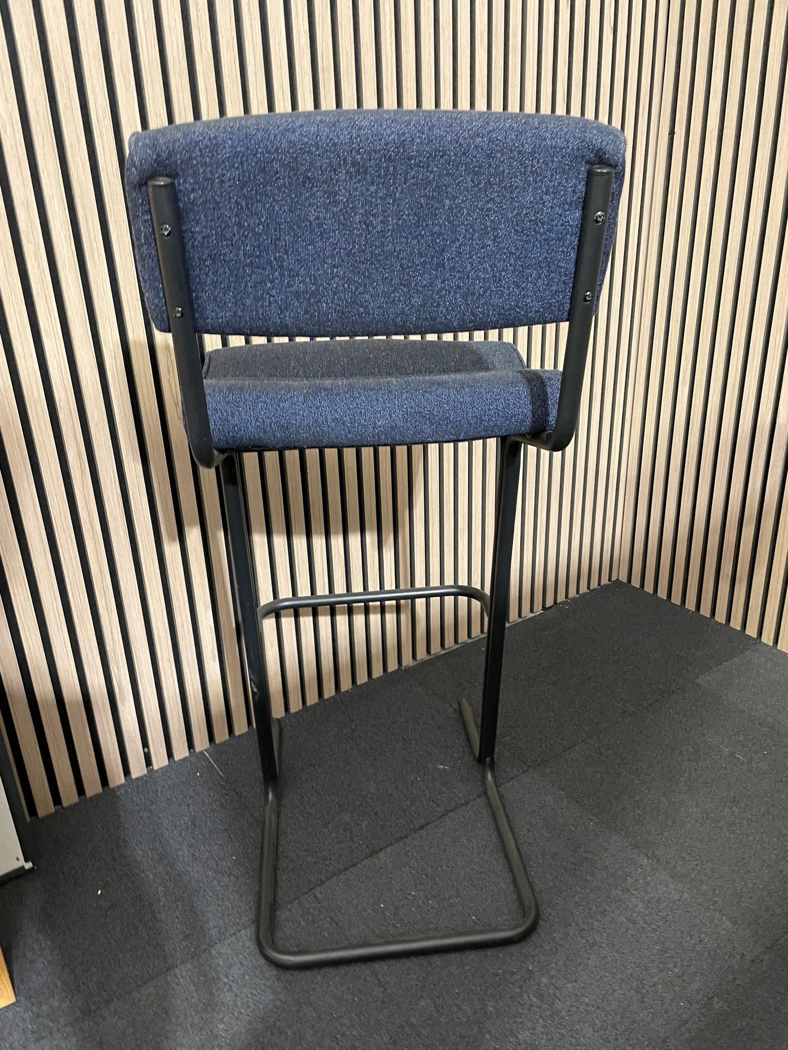Ex-Demo Highback Navy Fabric Stool w/ Foot Rest