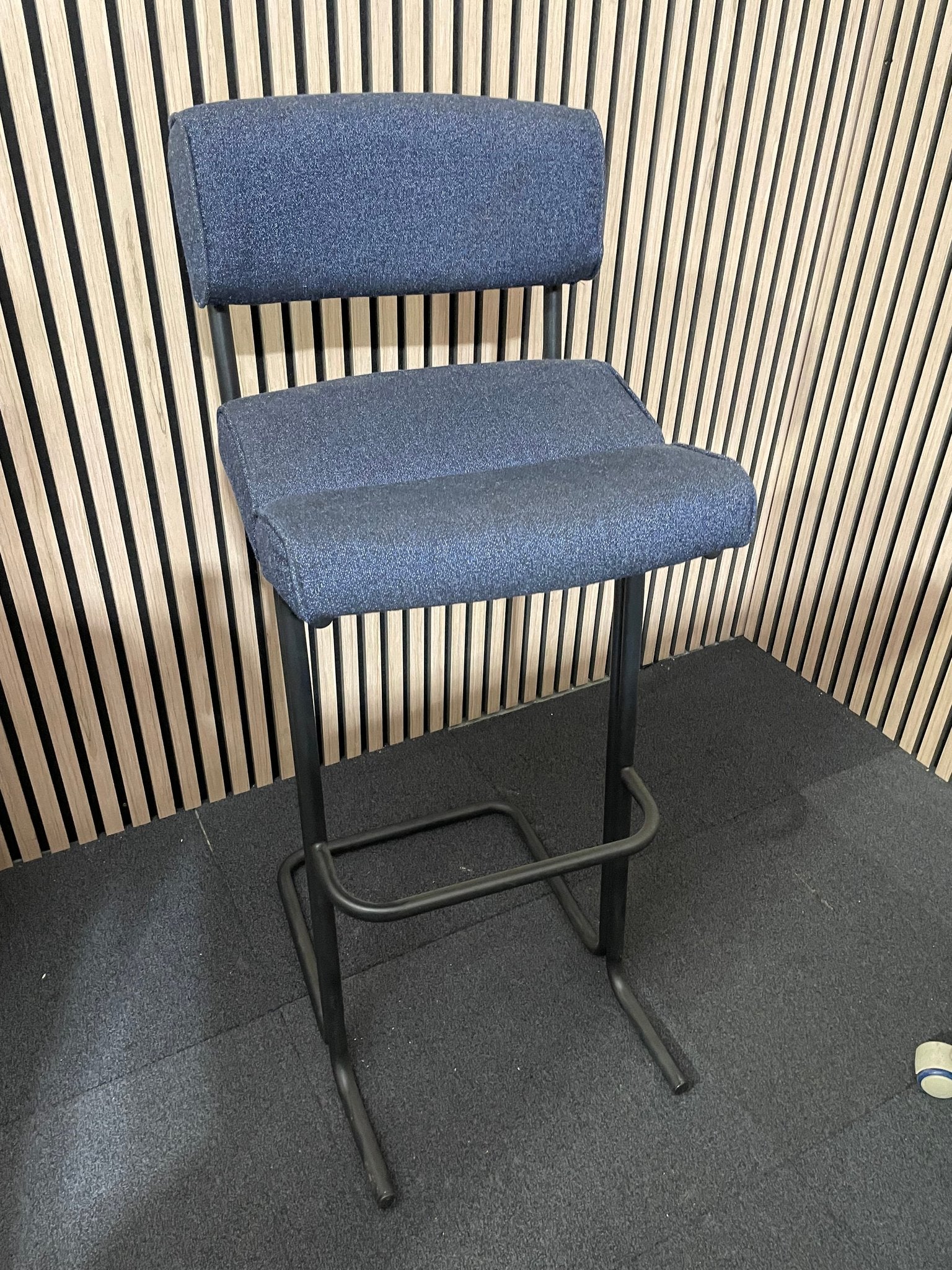 Ex-Demo Highback Navy Fabric Stool w/ Foot Rest