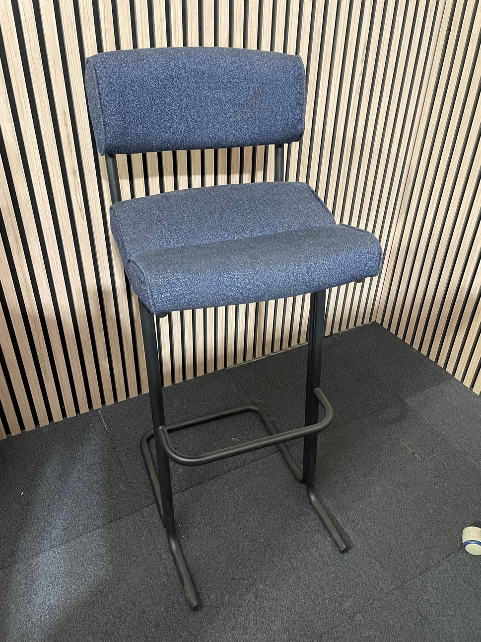 Ex-Demo Highback Navy Fabric Stool w/ Foot Rest