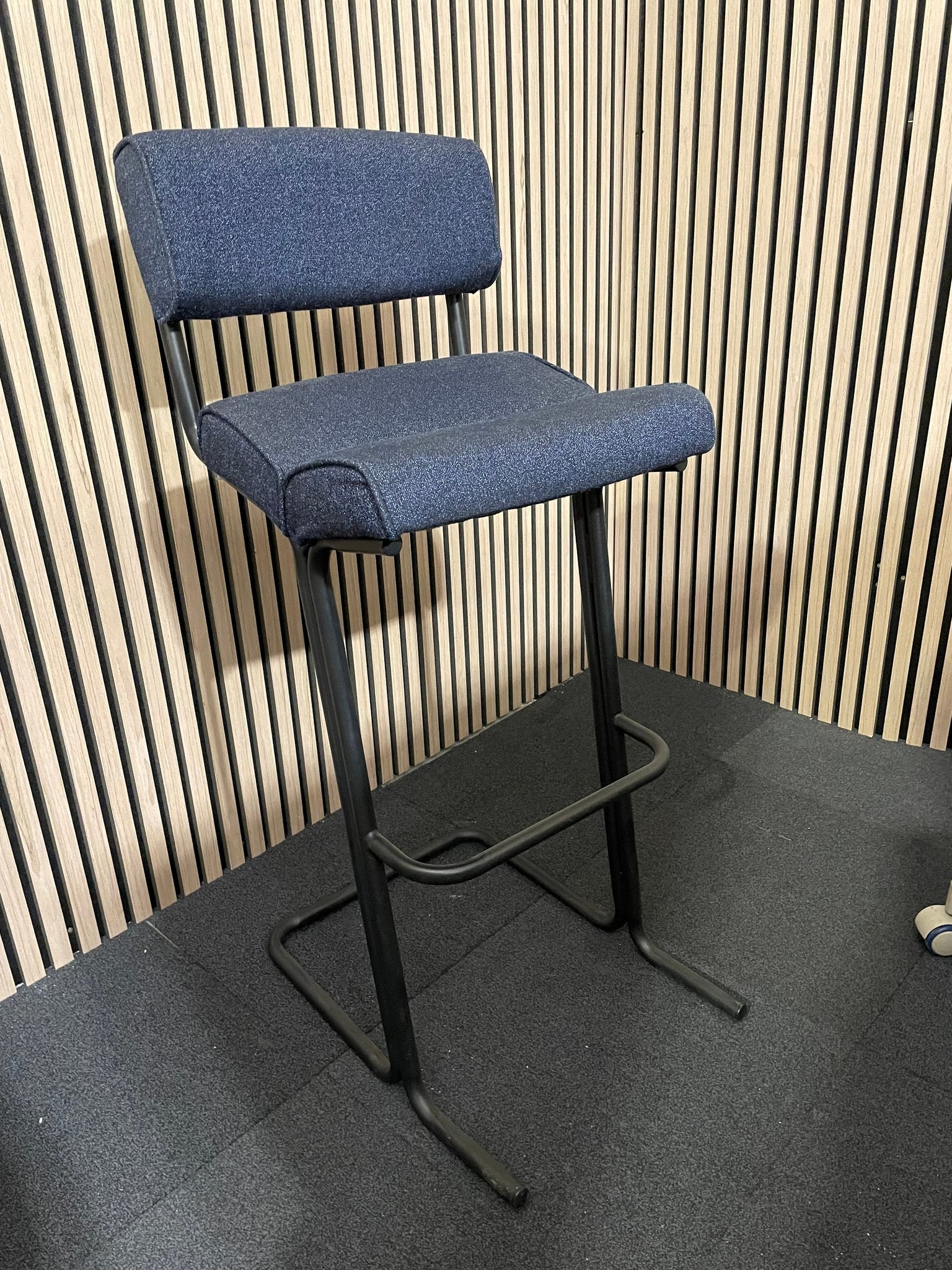 Ex-Demo Highback Navy Fabric Stool w/ Foot Rest