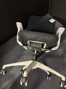 Sway black mesh back adjustable operator chair with black fabric seat, grey frame and base