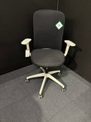 Sway black mesh back adjustable operator chair with black fabric seat, grey frame and base