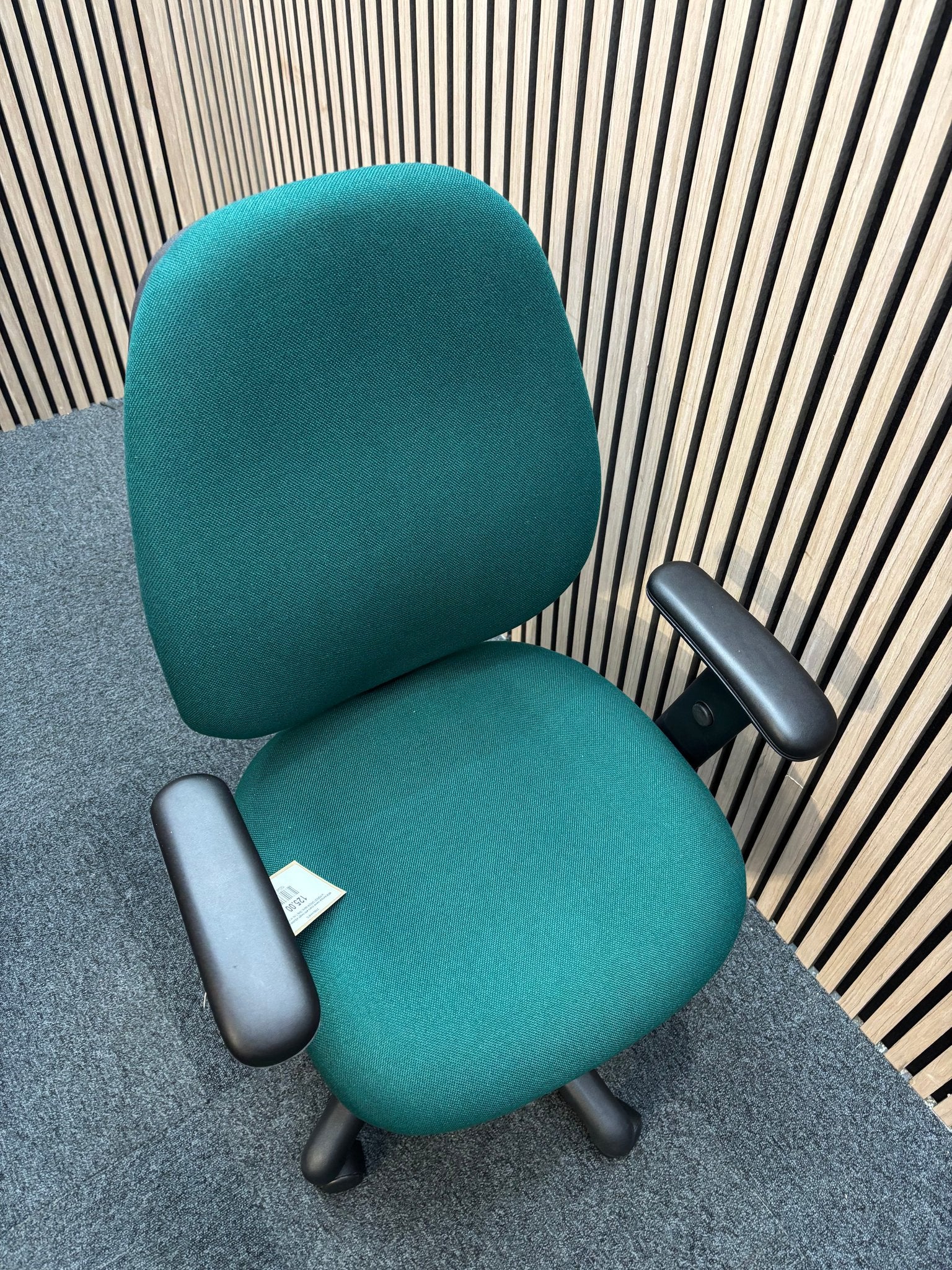 NEW Vantage swivel chairs with height adjustable arms in FOREST GREEN fabric. Only 1 no. in stock