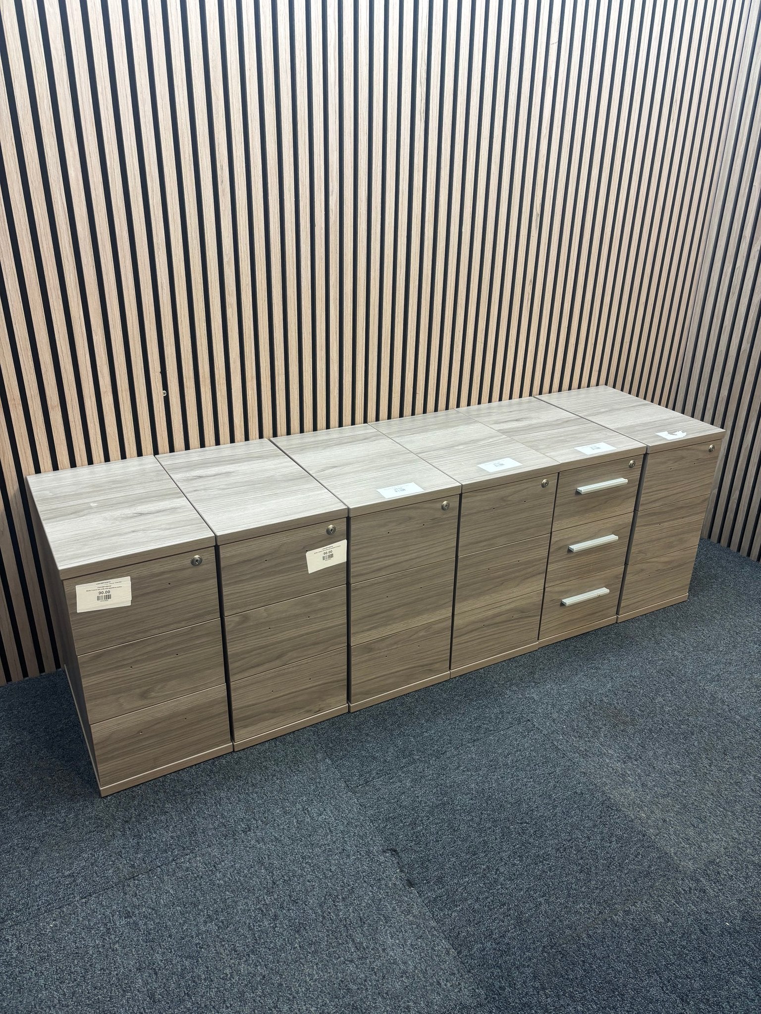 Mobile 3 drawer slim under desk pedestal on castors