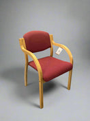 Red fabric stacking meeting chair with pine frame