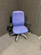 SECONDHAND Boss Design High back dark purple fabric swivel chairs, poloshed metal base, heigh adjustable arms, lumbar support