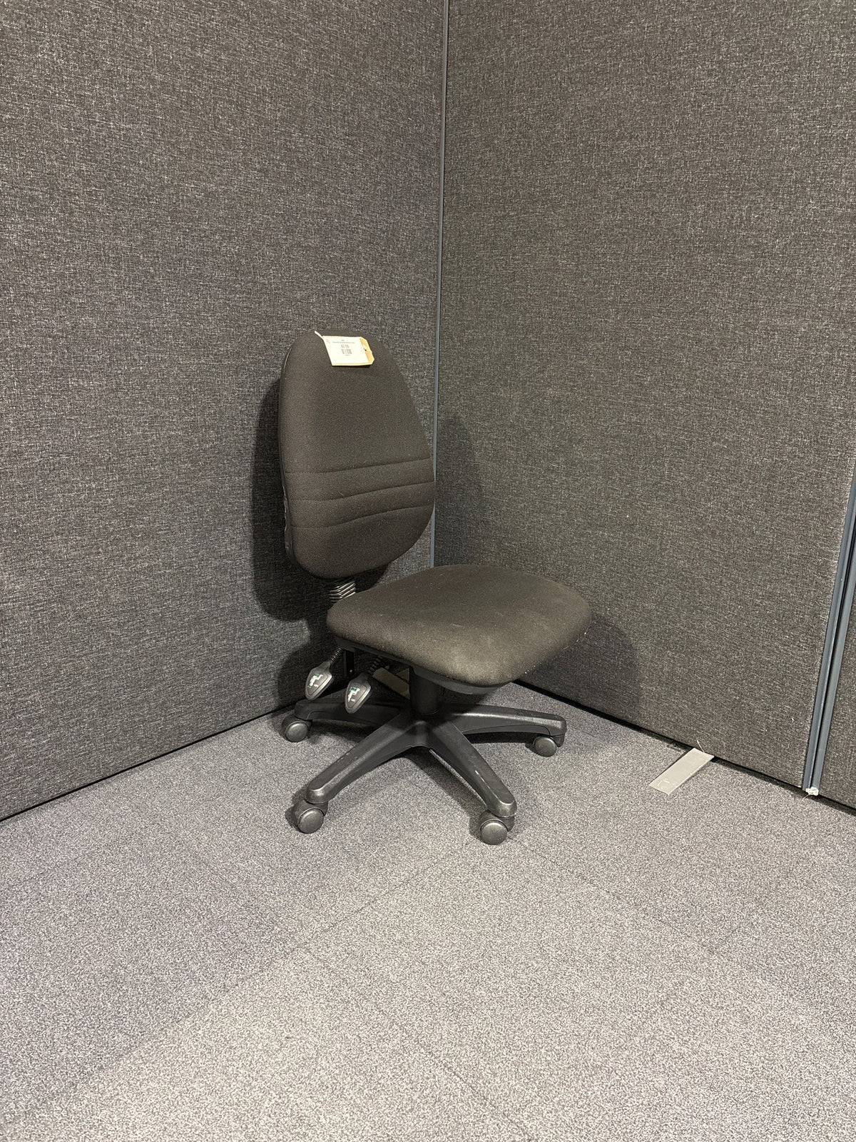 Charcoal fabric second hand swivel chair- no arms