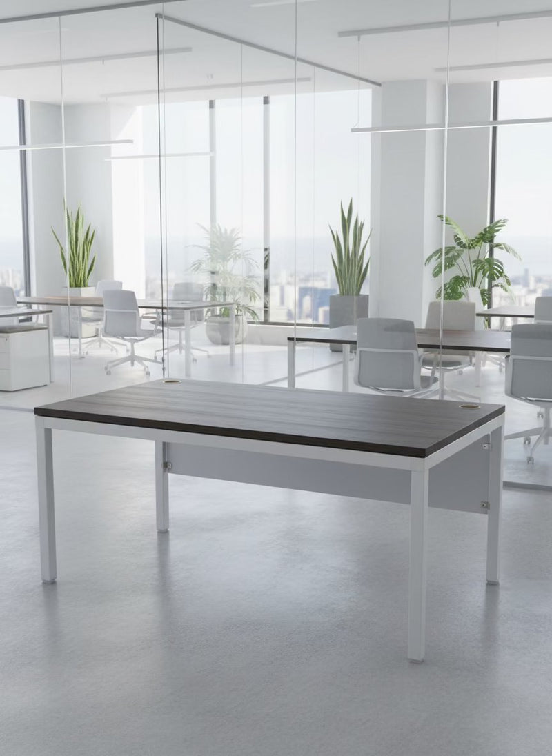 Dark wood 1600*800 metal framed second hand straight desk