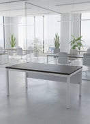Dark wood 1600*800 metal framed second hand straight desk