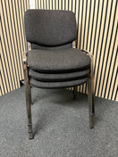 Chrome framed, charcoal fabric seat and back, stacking chair
