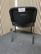 Chrome framed, charcoal fabric seat and back, stacking chair