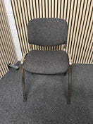Chrome framed, charcoal fabric seat and back, stacking chair