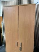 Tall 2 door beech laminate storage with 4 shelves 2000H x 800W x 400D