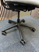 Humanscale Liberty secondhand mesh back swivel chair with fabric seat and adjsutable arms, metal polished 5 star base