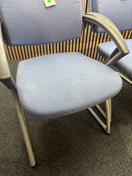 Light blue fabric solid metal framed meeting chair with arms