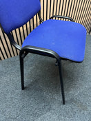 Dark blue fabric black framed stacking chair