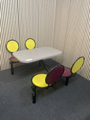 Solid black metal framed mixed colour plastic cafeteria seating (H 73 x W 104 x D 60 cm) J3860