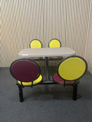 Solid black metal framed mixed colour plastic cafeteria seating (H 73 x W 104 x D 60 cm) J3860