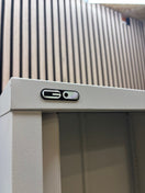 Side Open Tambour White - including 2 grey shelves (H 1650 x W 800 x D 490 mm)