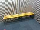 Large solid metal framed wooden bench (L 200 cm) J3939