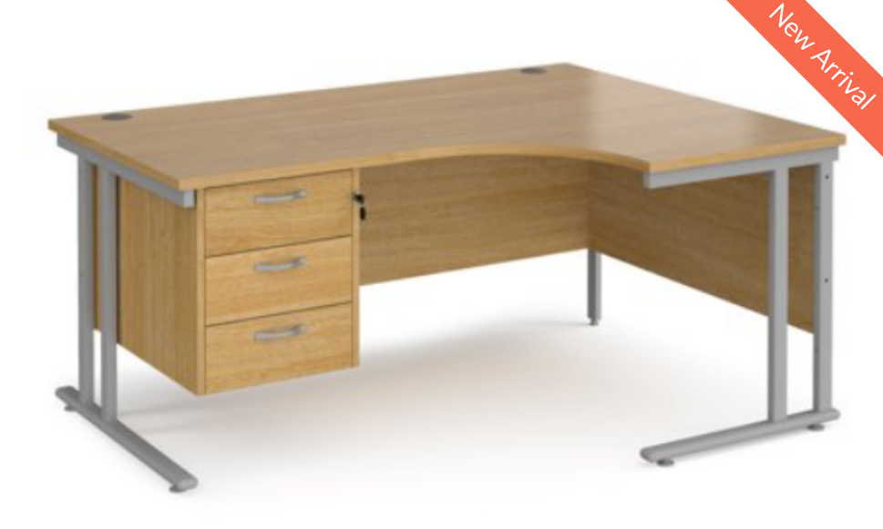 Right hand radial desk 1612 with fixed pedestal (1600mm x 1200mm)