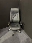 Odessa liquidated high back executive chair - black faux leather, polished metal base, height adjustable arms, price inc vat