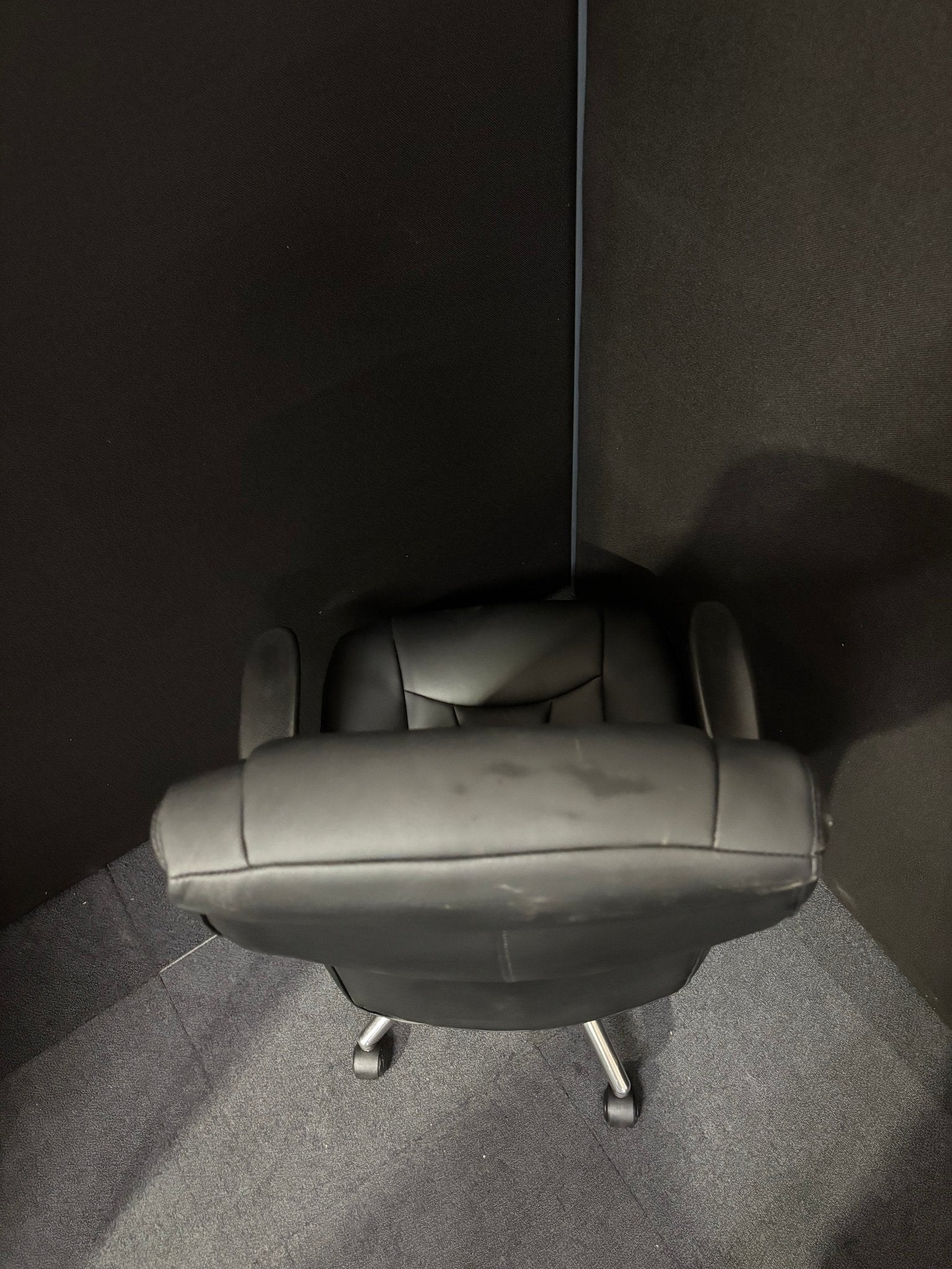 Odessa liquidated high back executive chair - black faux leather, polished metal base, height adjustable arms, price inc vat