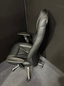 Odessa liquidated high back executive chair - black faux leather, polished metal base, height adjustable arms, price inc vat