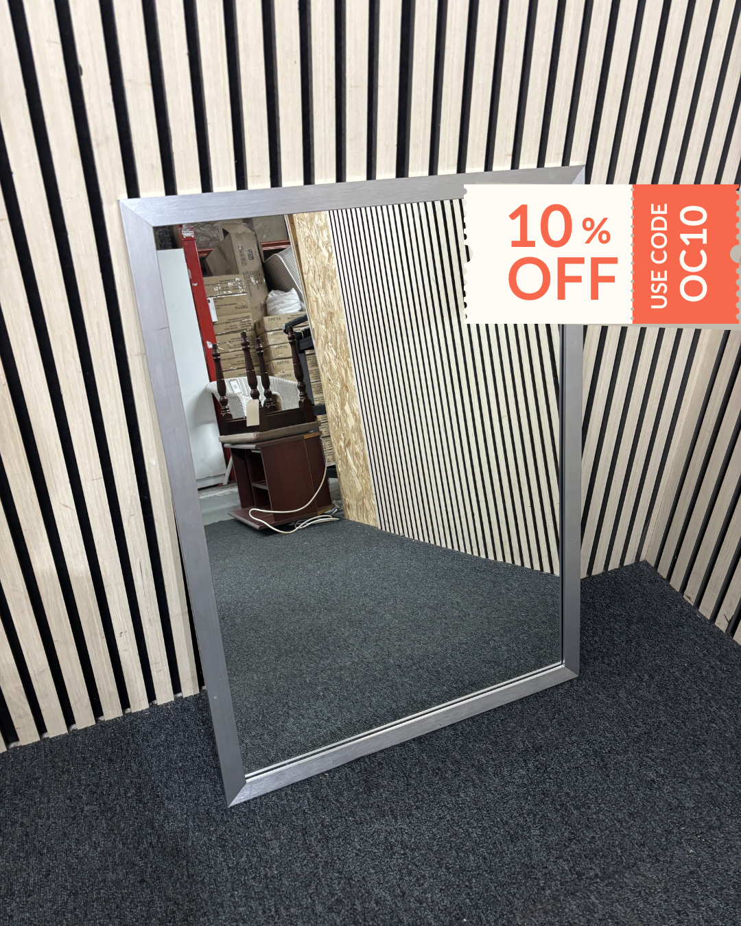 Large silver framed mirror 3126