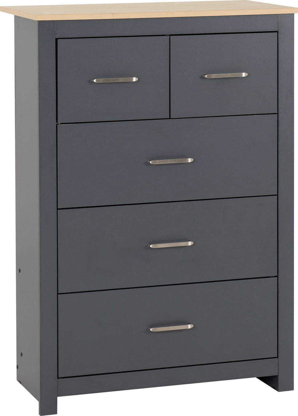 NEW Portland 3+2 Drawer Chest - grey/oak effect EUR 175.00 Flatpack or EUR 220.00 Assembled