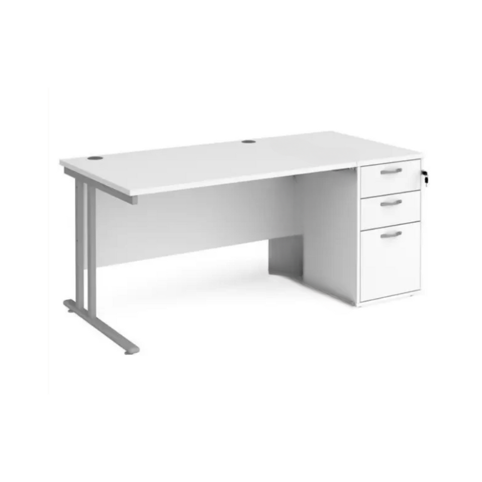 Straight desk 128 with desk high pedestal (1200mm x 800mm) - Various finishes