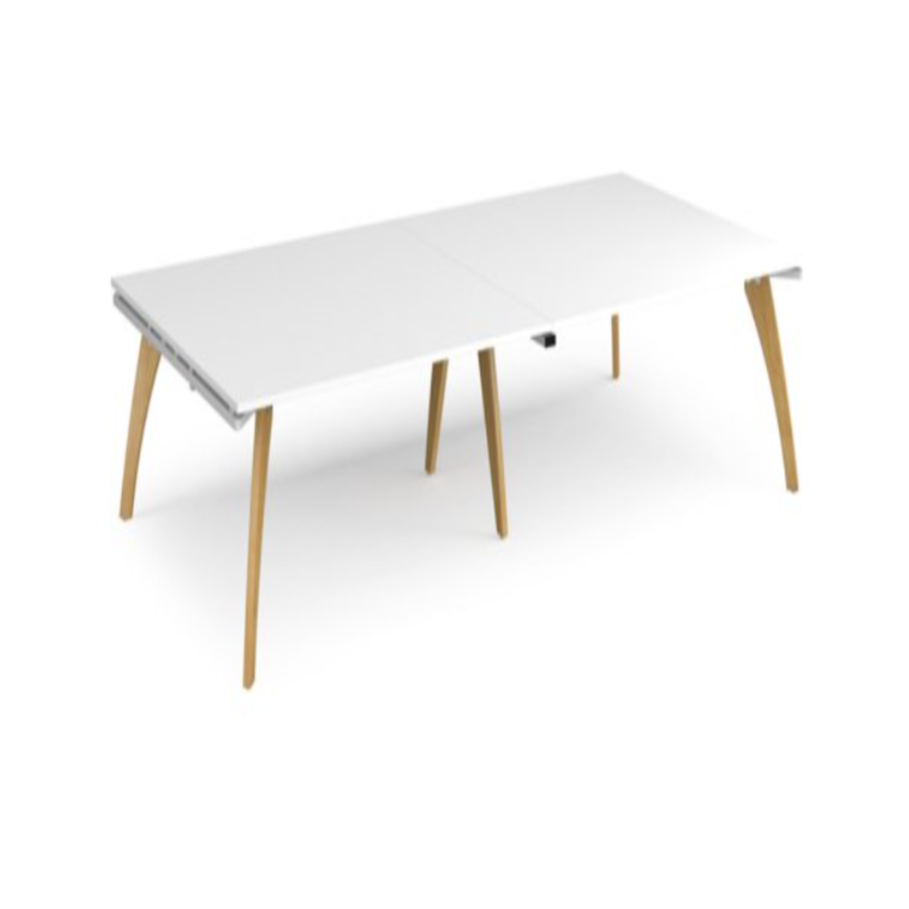 Fuze double back to back desks 2800mm x 1600mm with oak legs - white underframe, white top