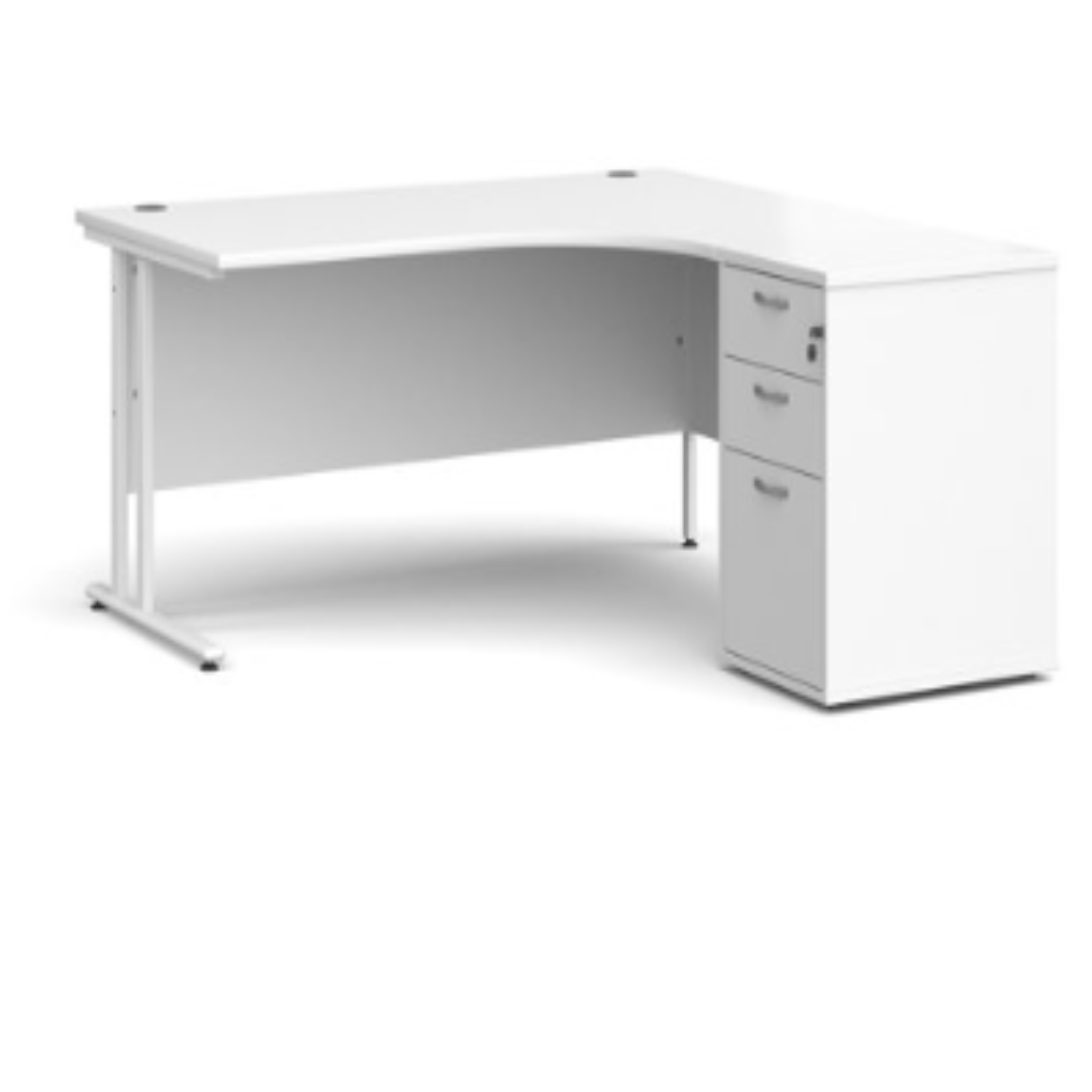 Right hand radial desk 1412 with desk high pedestal (1400mm x 1600mm)