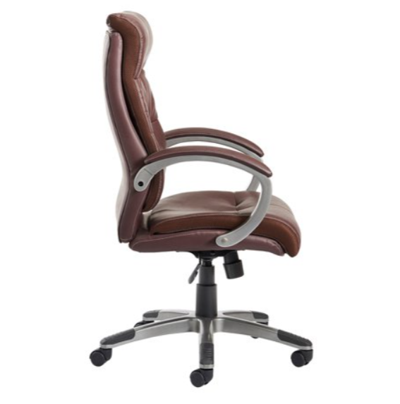 NEW Catania brown PU leatherette high back Executive swivel chair with loop arms. Price inc VAT