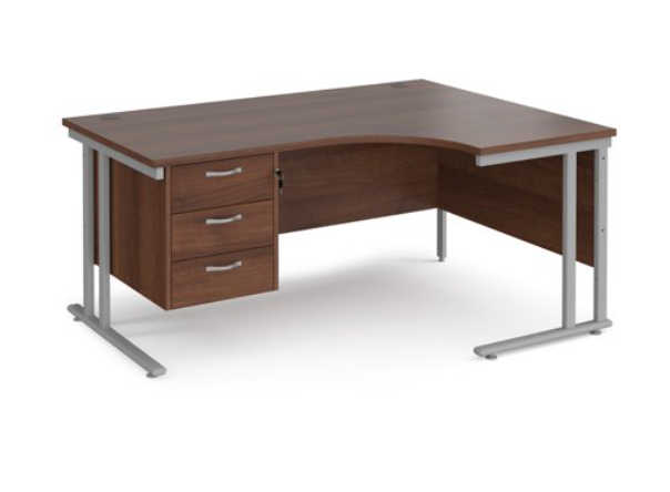 Right hand radial desk 1412 with fixed pedestal (1400mm x 1200mm)