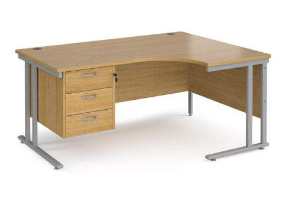 Right hand radial desk 1412 with fixed pedestal (1400mm x 1200mm)