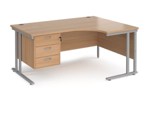 Right hand radial desk 1412 with fixed pedestal (1400mm x 1200mm)