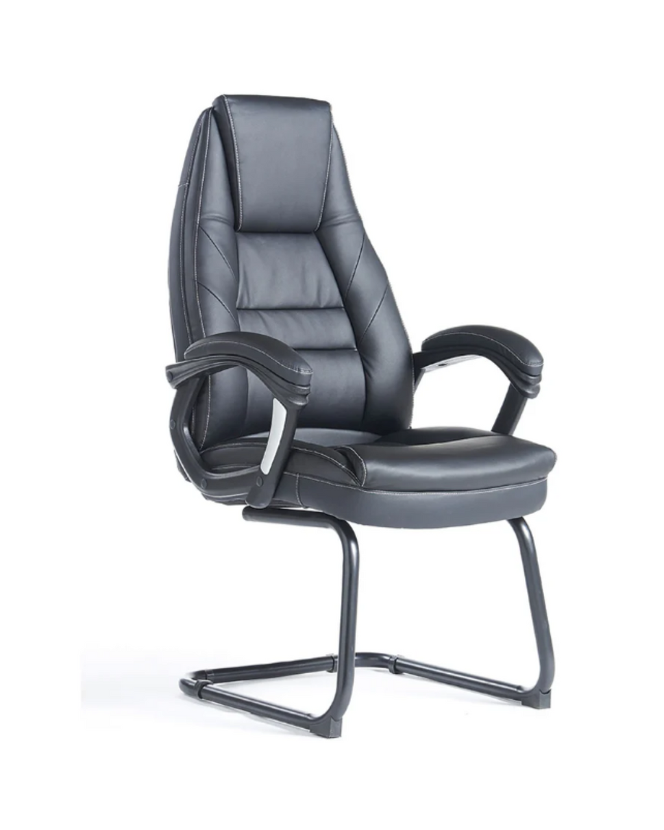 NEW Noble managers cantilever meeting chair with arms, black PU leatherette and black metal cantilever base. Price in VAT