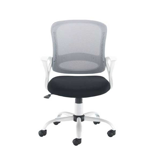 Tyler mesh back operator chair  with white frame and fixed arms   12/04/21