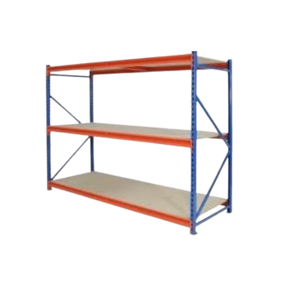 New Long Span commercial racking STARTER bay blue and orange cw 2 uprights, 6 cross beams and shelves DIMS 2000W * 2000H * 600D EUR 289 + VAT