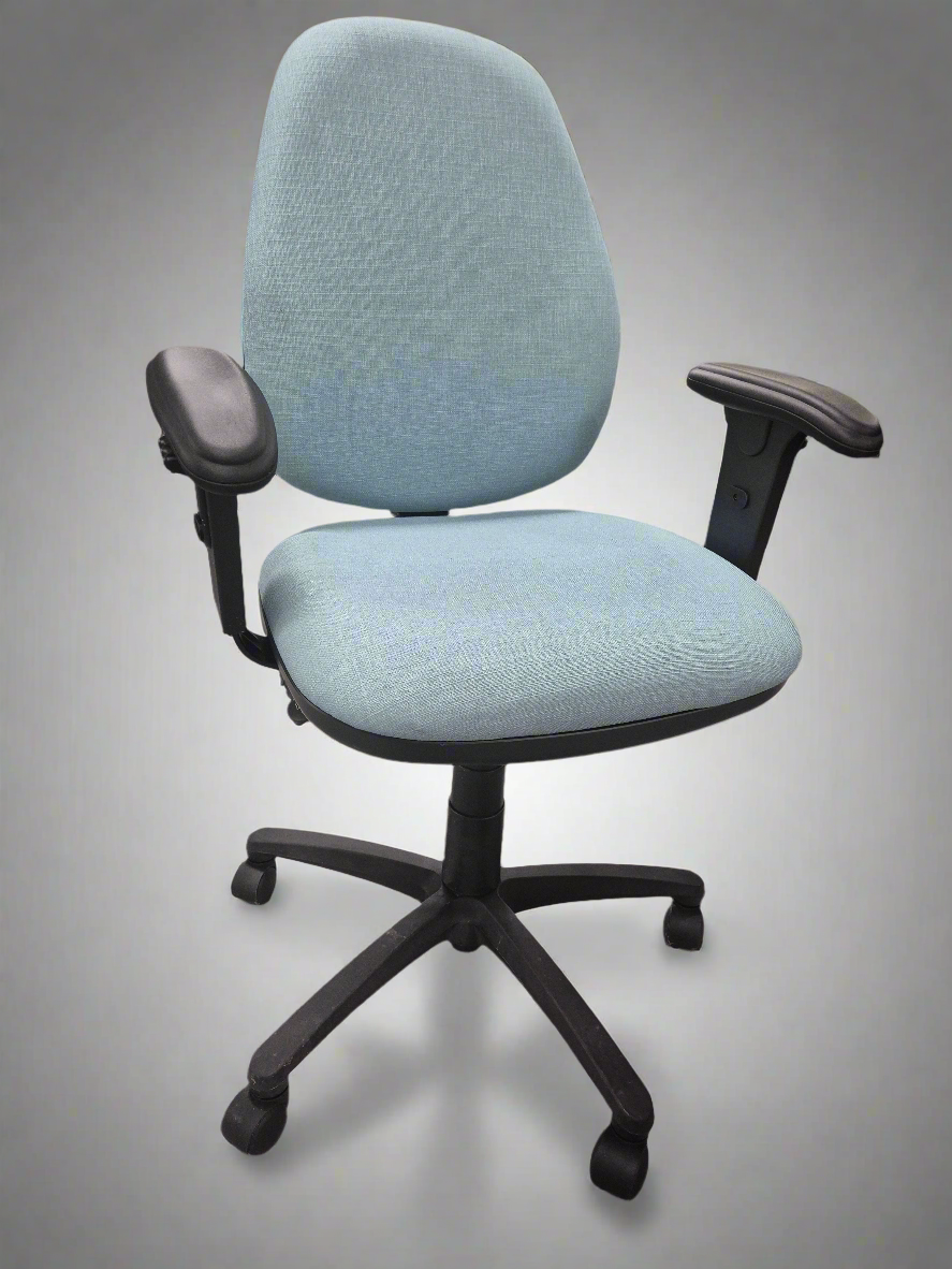 Vantage bespoke blue swivel chair 2 levers height adjustable arms