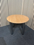 LIQUIDATED beech laminate coffee table with chrome screw in legs for easy storage
