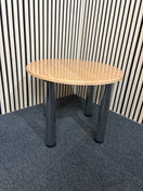 LIQUIDATED beech laminate coffee table with chrome screw in legs for easy storage