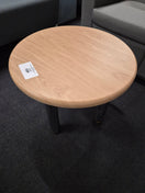 LIQUIDATED beech laminate coffee table with chrome screw in legs for easy storage