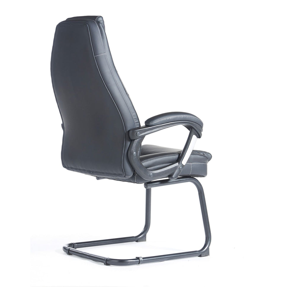 NEW Noble managers cantilever meeting chair with arms, black PU leatherette and black metal cantilever base. Price in VAT