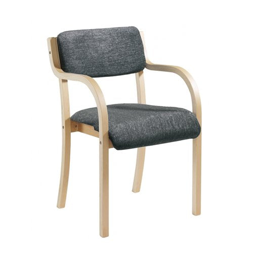 Prague wooden conference chair with double arms - charcoal or blue
