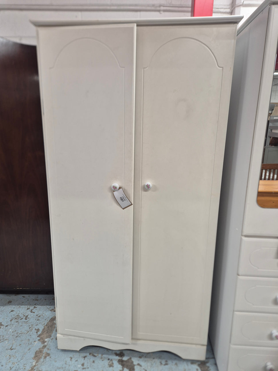 White laminate 2 door wardrobe 2125
