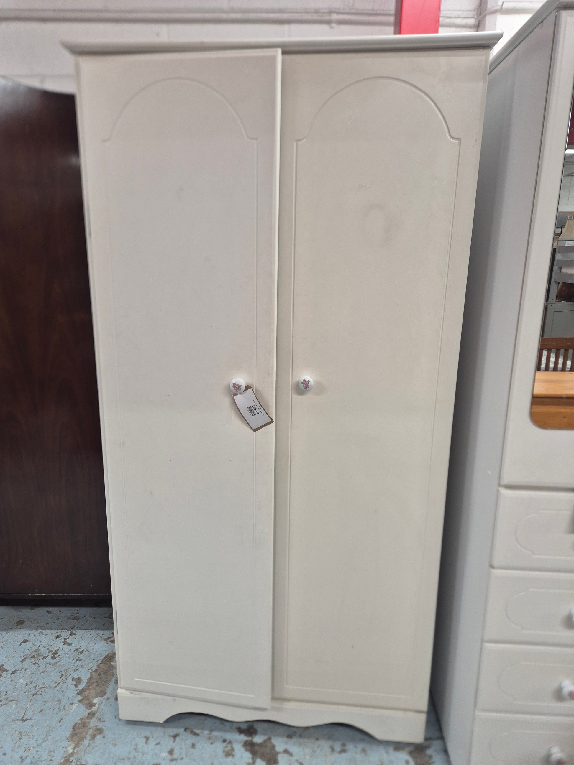 White laminate 2 door wardrobe 2125