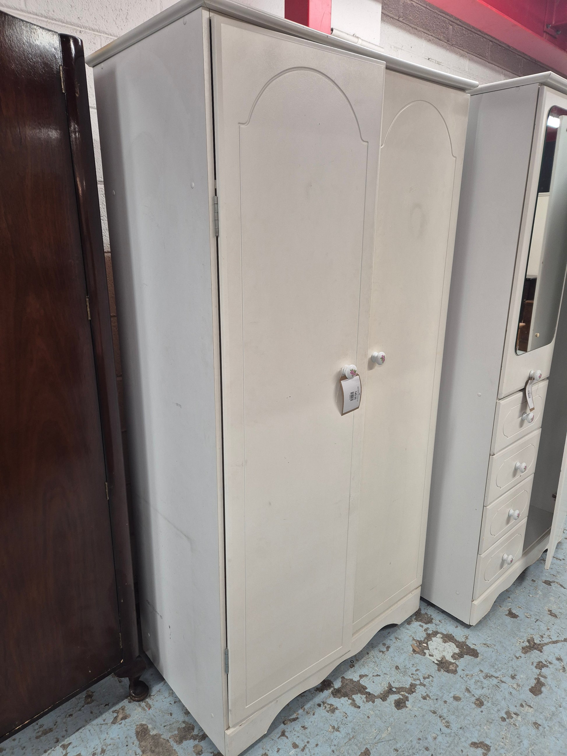 White laminate 2 door wardrobe 2125