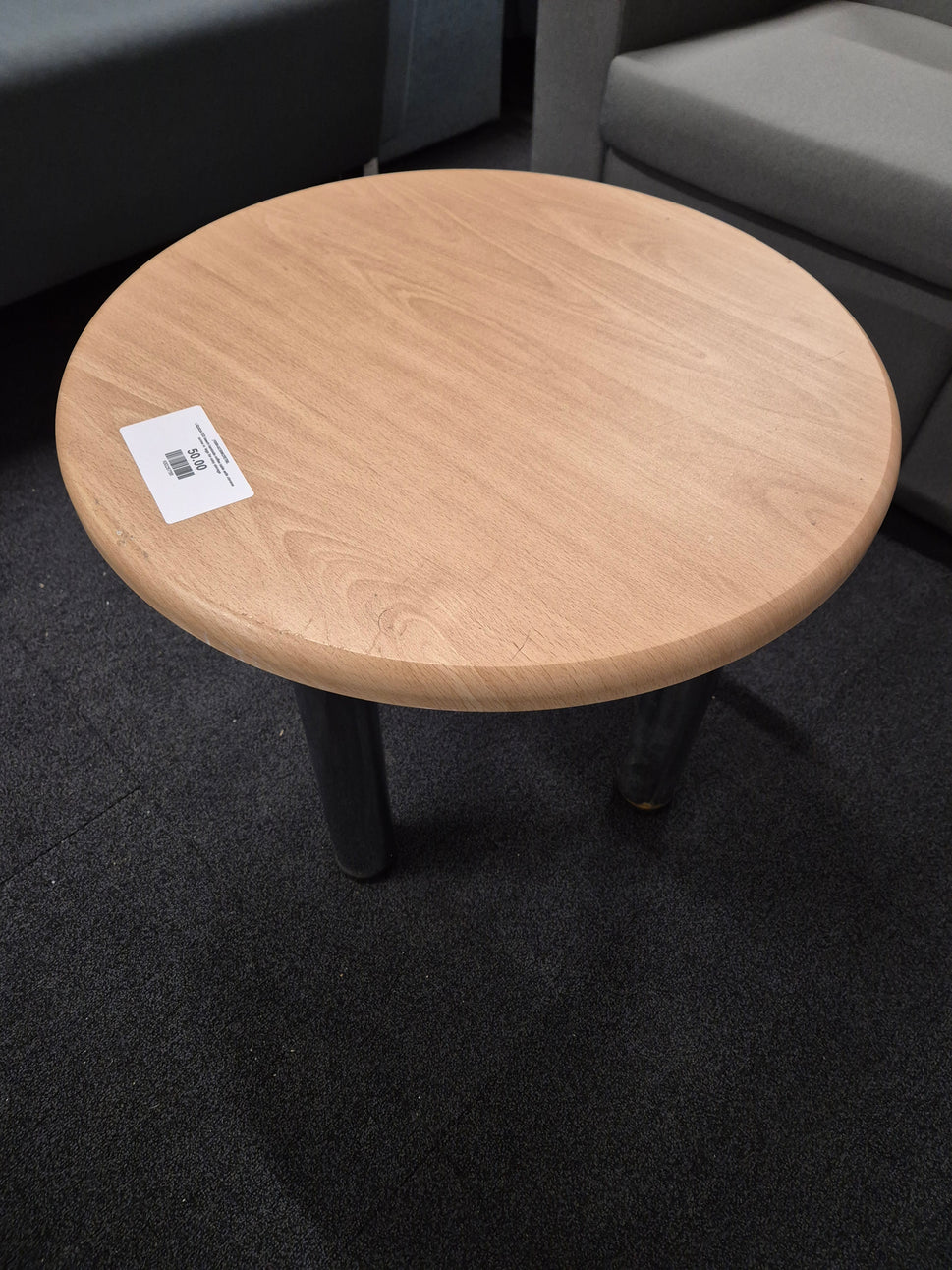 LIQUIDATED beech laminate coffee table with chrome screw in legs for easy storage